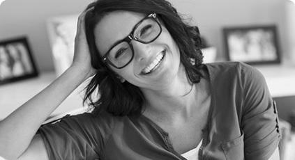 Woman smiling wearing varifocal glasses
