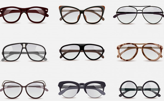 Trendy designer glasses frames used during styling consultation with local opticians