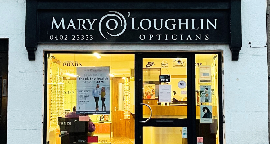 Mary O'Loughlin Opticians store front in Arklow, Wicklow