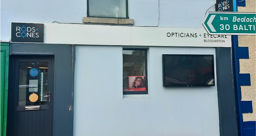 Rods & Cones Opticians store front in Blessington, Wicklow