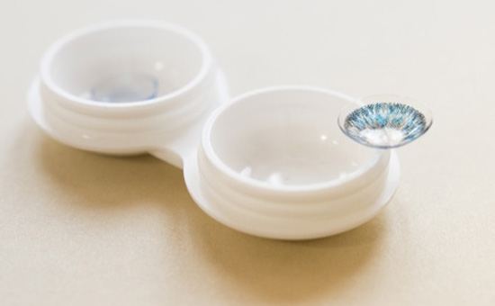 A pair of contact lenses for testing during optometrist consultation